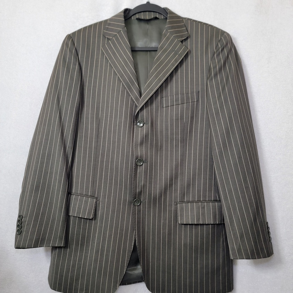 Pronto Mondo‎ Italia Suit Blazer Jacket Mens 42R Lama Lux Merino Wool Stripe
